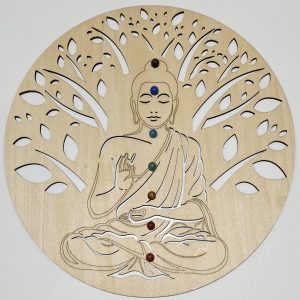 Bouddha 7 chakras sur socle avec ou sans pierres