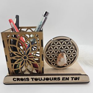 Porte-crayons + fleur de vie