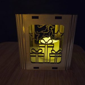 Lanterne Noël MDF blanche